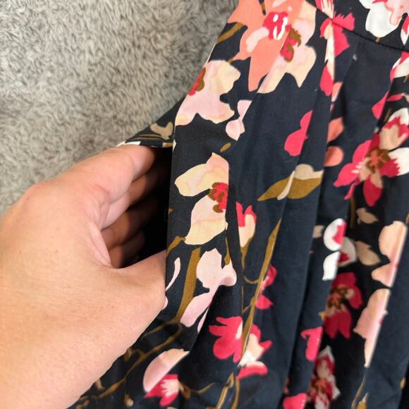 Talbots Black Pink Floral Fit & Flare Pleated Sleeveless Dress 4 Petites 4P P4 - Picture 4 of 9